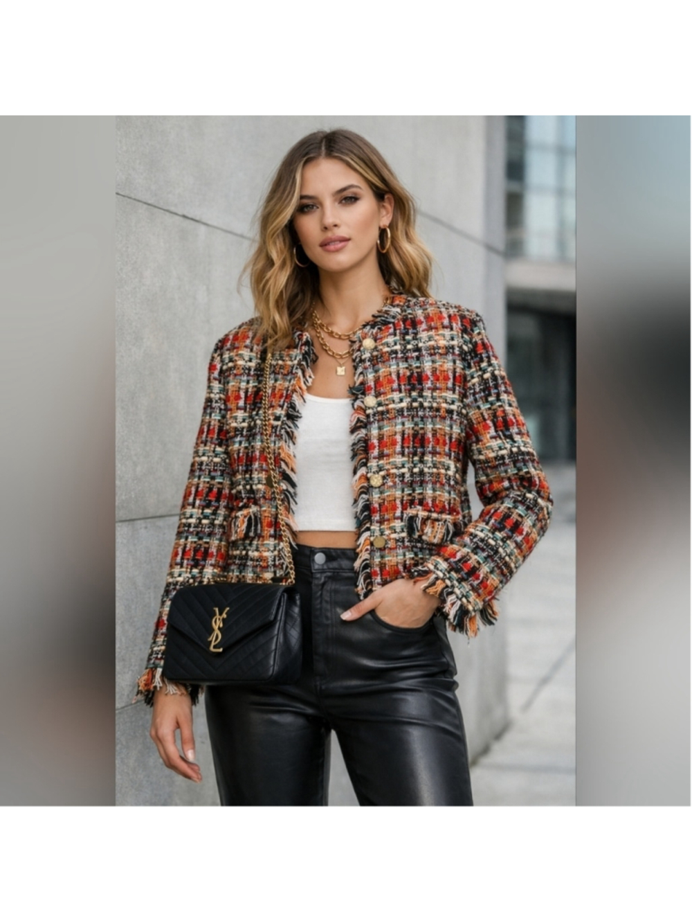 Halogen Tweed Fringe Jacket – Size S